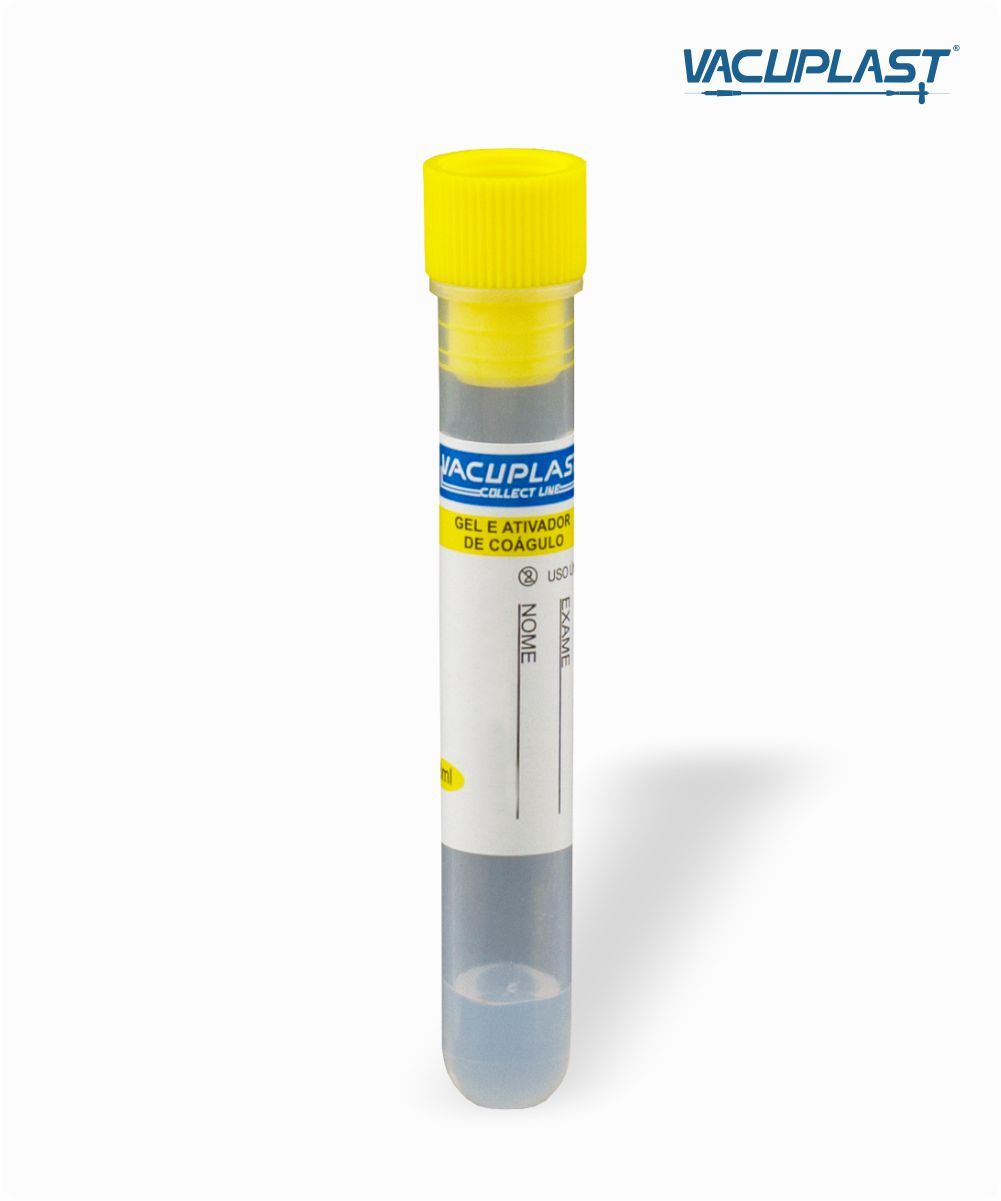 Tubo para coleta de sangue (seringa) com gel e ativador de coágulo 8mL